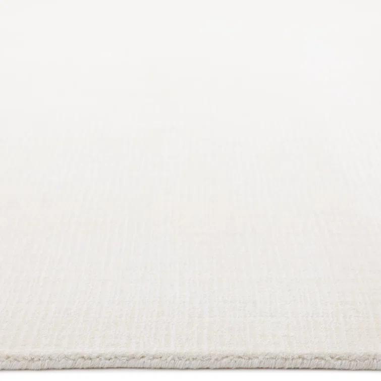 Elegant Handmade Ivory Stripe Wool & Viscose 10' x 14' Area Rug