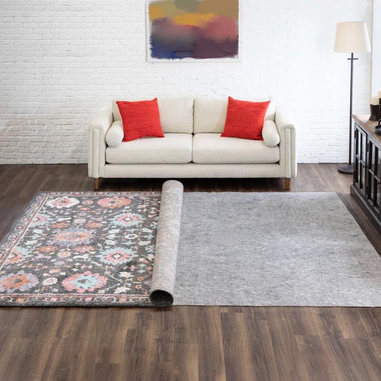 Karastan 3'x5' Reversible Pet Proof Rug Pad Gray: Skid-Resistant Rectangle Carpet Pad, Polyester, 36"x60"