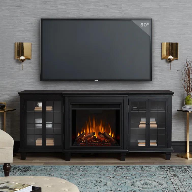 Marlowe 70" Electric Fireplace TV Stand in Black by Real Flame