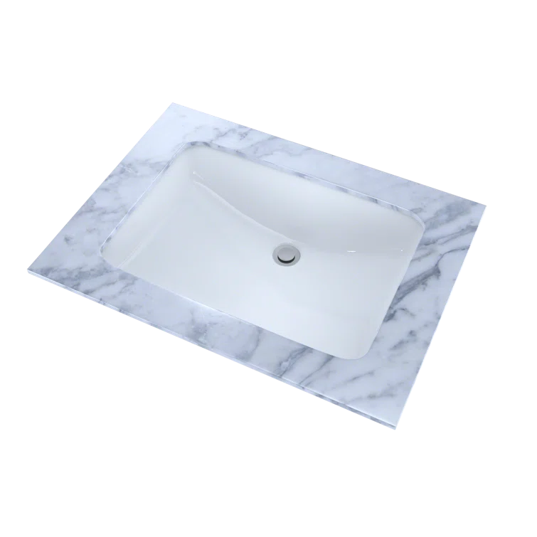Vitreous China Rectangular Undermount Bathroom Sink with Overflow