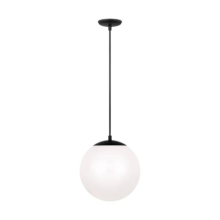 Midnight Black Globe Pendant Lamp with White Glass Shade