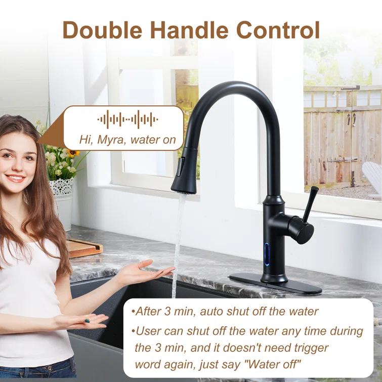 Willow Smart Faucet Touchless Pull Down Sprayer Kitchen Faucet with Voice and Motion Control