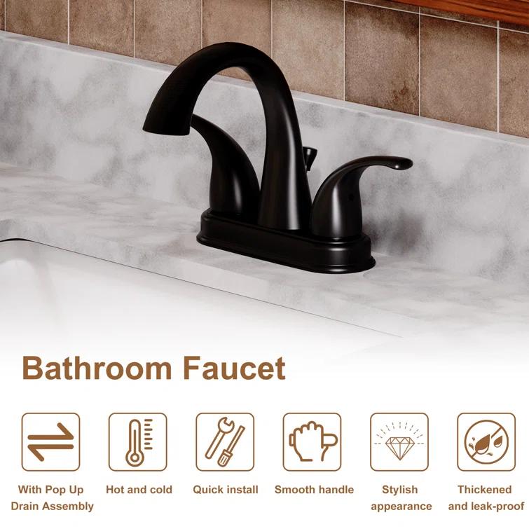 2 Handle Bathroom Faucet with Drain