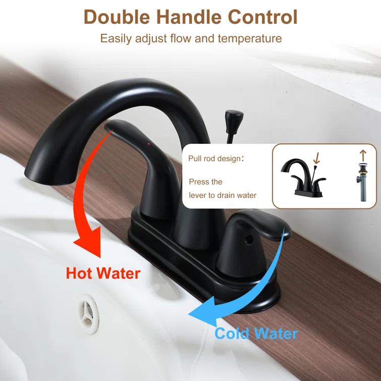 2 Handle Bathroom Faucet with Drain