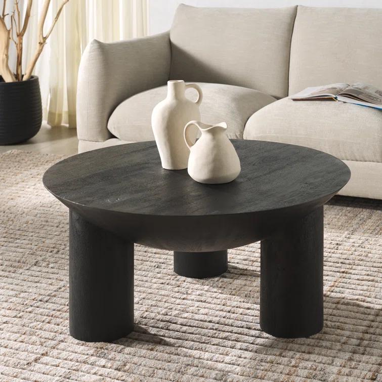 SAFAVIEH Couture Calhoun Contemporary Round Mango Wood Coffee Table, Natural