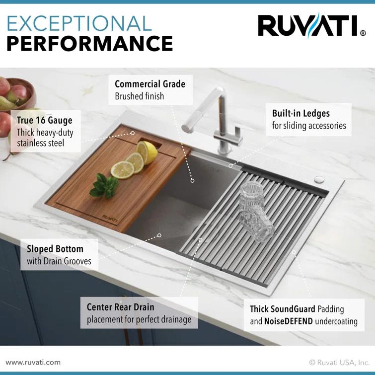 22'' L Drop-In Single Bowl Stainless Steel Kitchen Sink