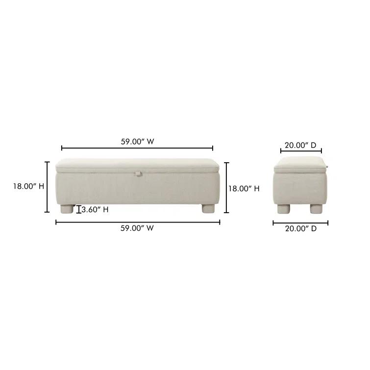 Asner Storage Bench - Light Gray