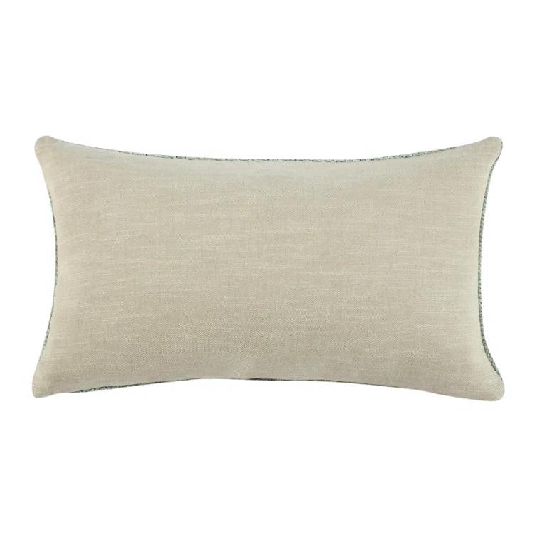 Sagebrush Green Knitted Linen Throw Pillow, 14"x26"