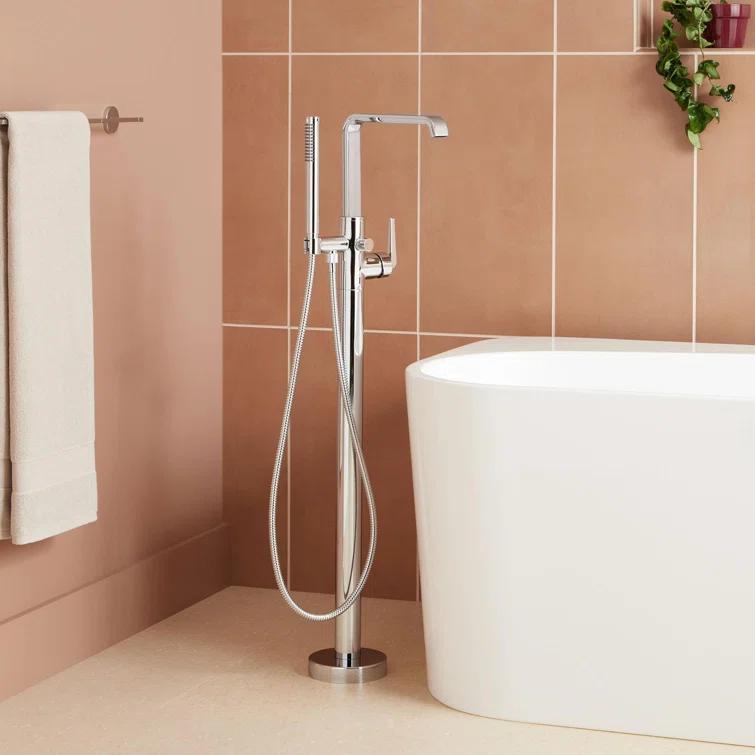 Drea Floor Mounted Tub Filler with Built-In Diverter