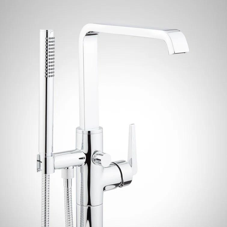 Drea Floor Mounted Tub Filler with Built-In Diverter