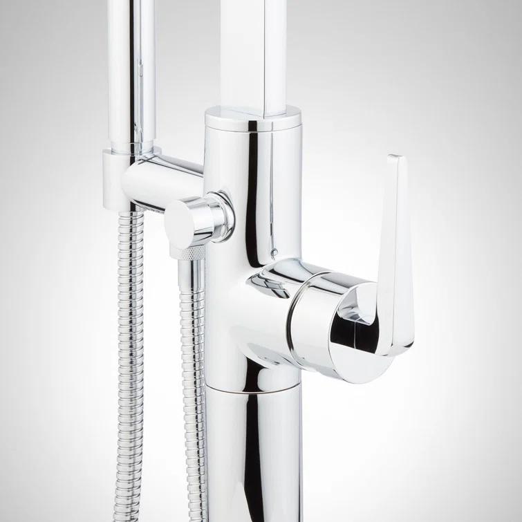 Drea Floor Mounted Tub Filler with Built-In Diverter