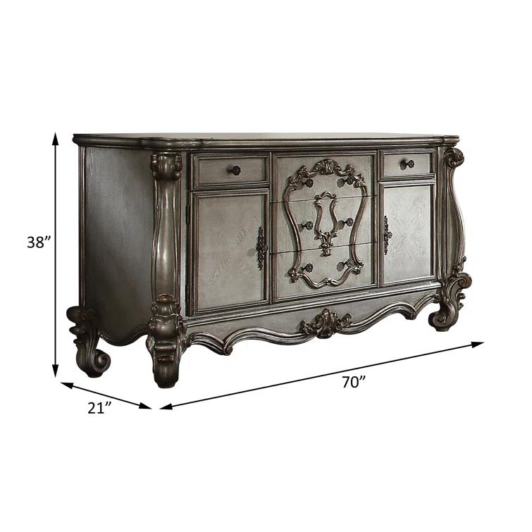 Bersally Solid Wood 70'' W 5 - Drawer Dresser