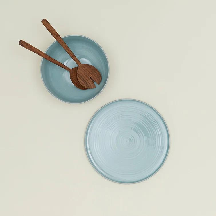 Sky Blue Ceramic Modern Serving Bowl