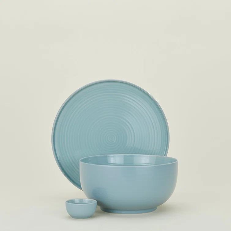 Sky Blue Ceramic Modern Serving Bowl