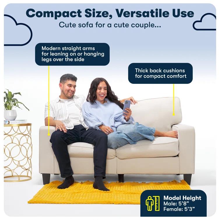 Serta Palisades 61" Track Arm Sofa, Easy Care Fabric, Soft Pillow Back, Pocket Coil Seat Cushions