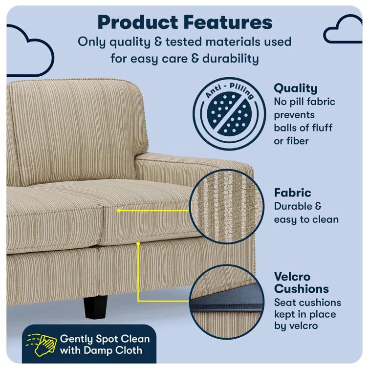 Serta Palisades 61" Track Arm Sofa, Easy Care Fabric, Soft Pillow Back, Pocket Coil Seat Cushions