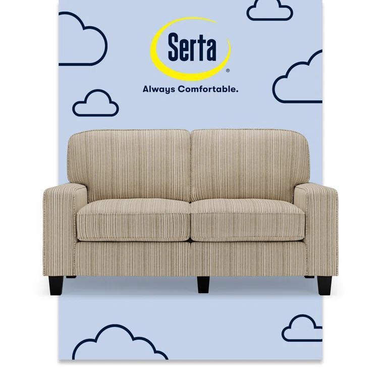 Serta Palisades 61" Track Arm Sofa, Easy Care Fabric, Soft Pillow Back, Pocket Coil Seat Cushions