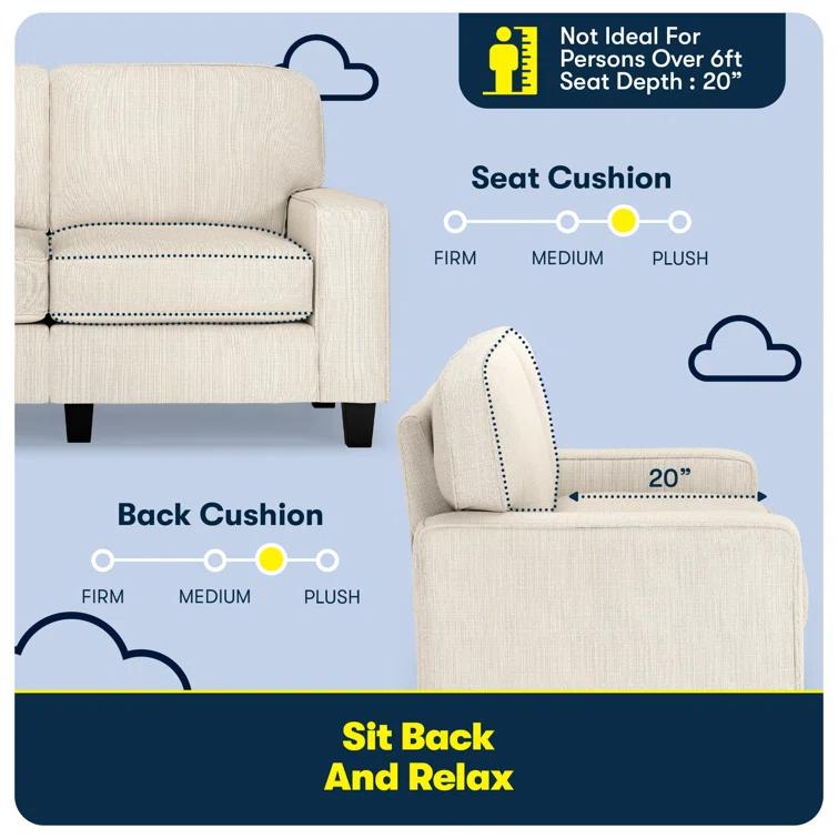 Serta Palisades 61" Track Arm Sofa, Easy Care Fabric, Soft Pillow Back, Pocket Coil Seat Cushions