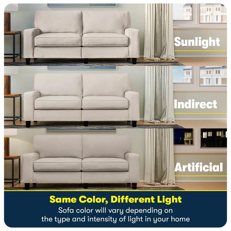 Serta Palisades 61" Track Arm Sofa, Easy Care Fabric, Soft Pillow Back, Pocket Coil Seat Cushions