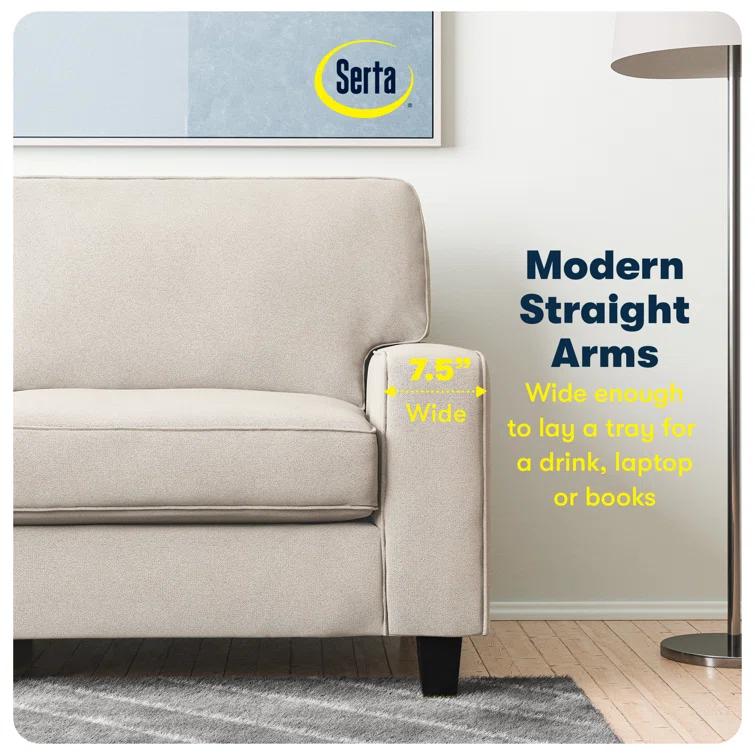 Serta Palisades 61" Track Arm Sofa, Easy Care Fabric, Soft Pillow Back, Pocket Coil Seat Cushions