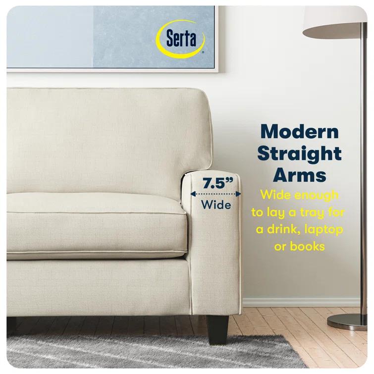 Serta Palisades 61" Track Arm Sofa, Easy Care Fabric, Soft Pillow Back, Pocket Coil Seat Cushions