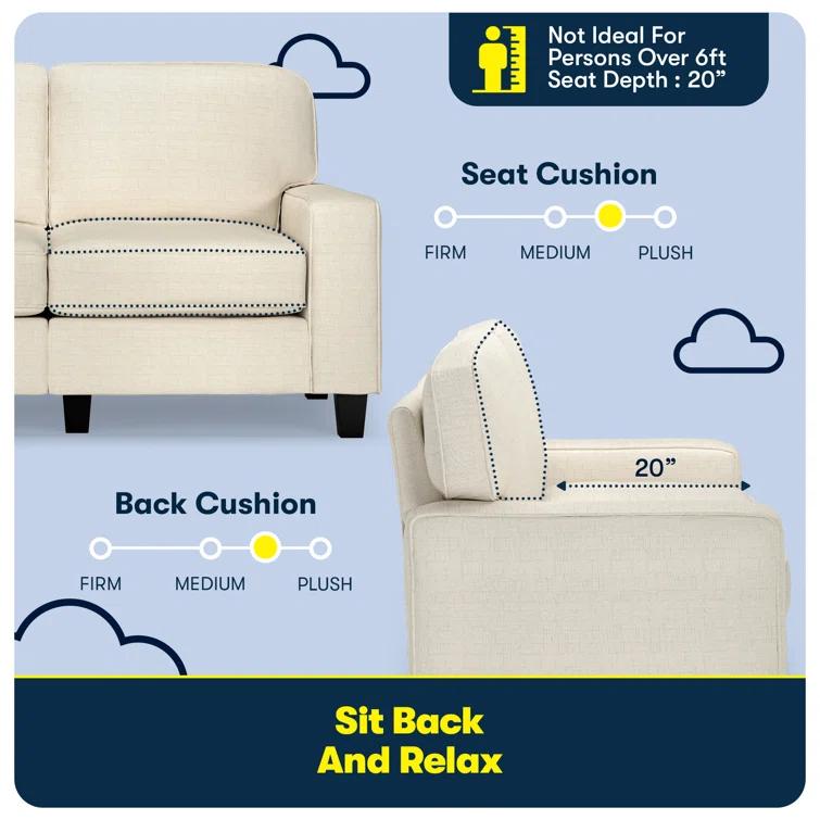Serta Palisades 61" Track Arm Sofa, Easy Care Fabric, Soft Pillow Back, Pocket Coil Seat Cushions