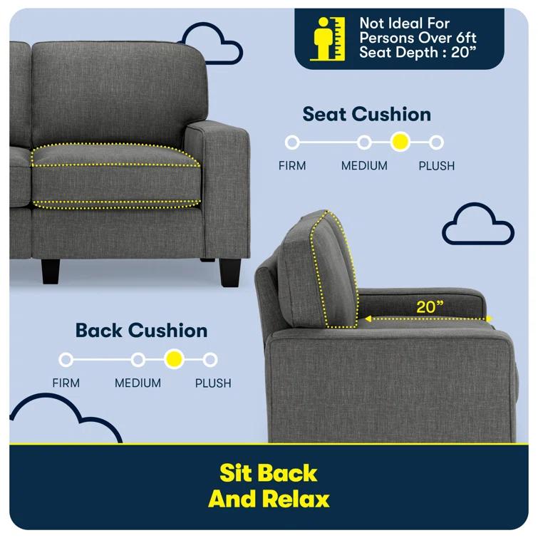 Serta Palisades 61" Track Arm Sofa, Easy Care Fabric, Soft Pillow Back, Pocket Coil Seat Cushions