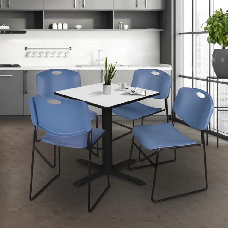 Regency Regency Cain Square X-Base Breakroom Table & 4 Zeng Stack Chairs
