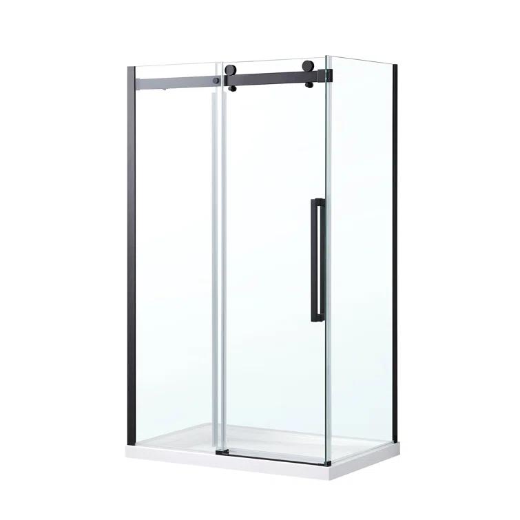 OVE Decors Bel Soft Close Stainless Steel 3-Piece 32-in x 48-in x 81-in Base/Door Corner Shower Kit