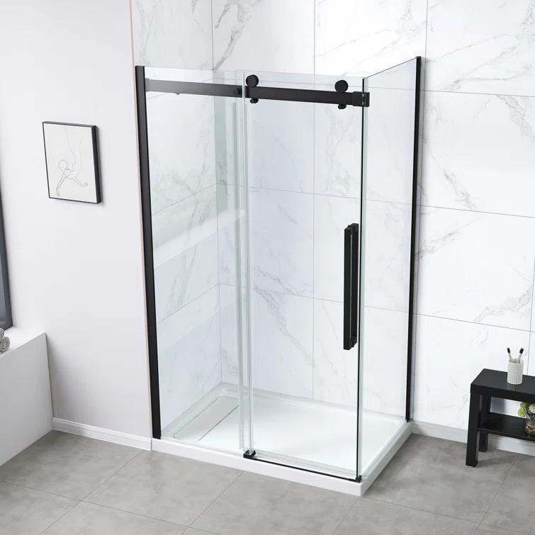 OVE Decors Bel Soft Close Stainless Steel 3-Piece 32-in x 48-in x 81-in Base/Door Corner Shower Kit