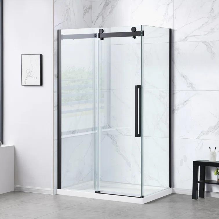 OVE Decors Bel Soft Close Stainless Steel 3-Piece 32-in x 48-in x 81-in Base/Door Corner Shower Kit
