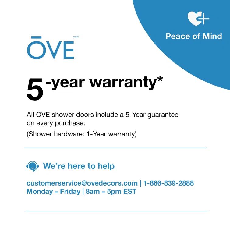 OVE Decors Bel Soft Close 60" x 78" Frameless Sliding Soft Close Shower Door