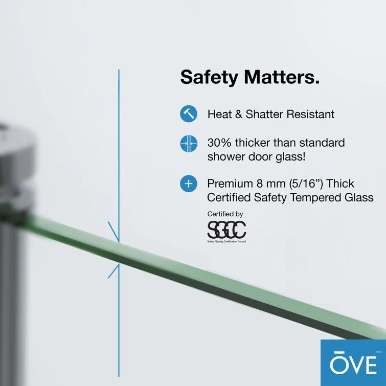 OVE Decors Bel Soft Close 60" x 78" Frameless Sliding Soft Close Shower Door