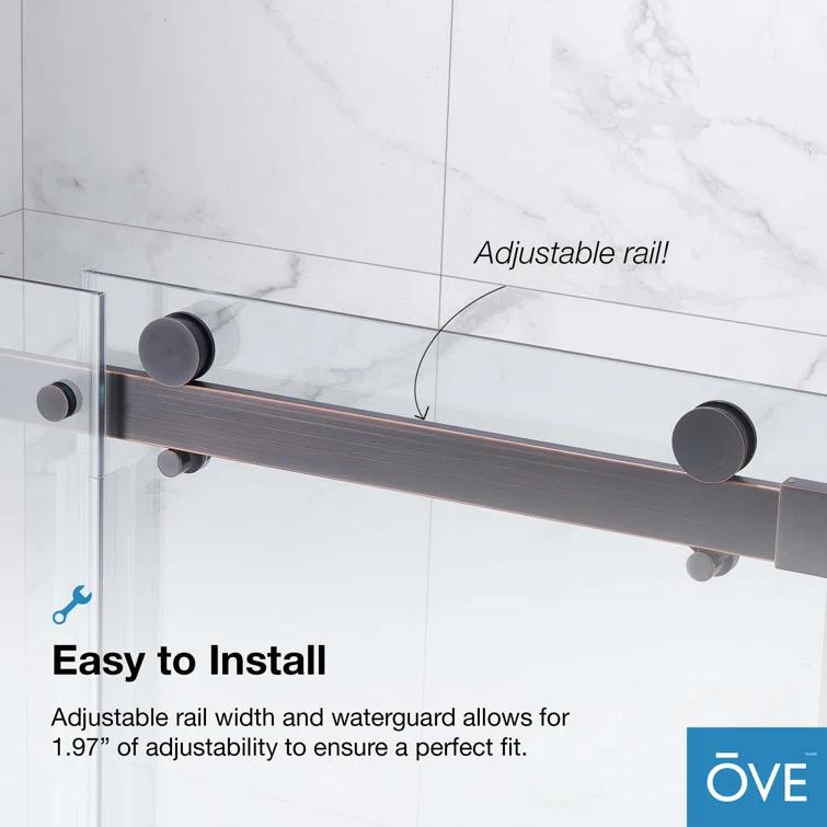 OVE Decors Bel Soft Close 60" x 78" Frameless Sliding Soft Close Shower Door