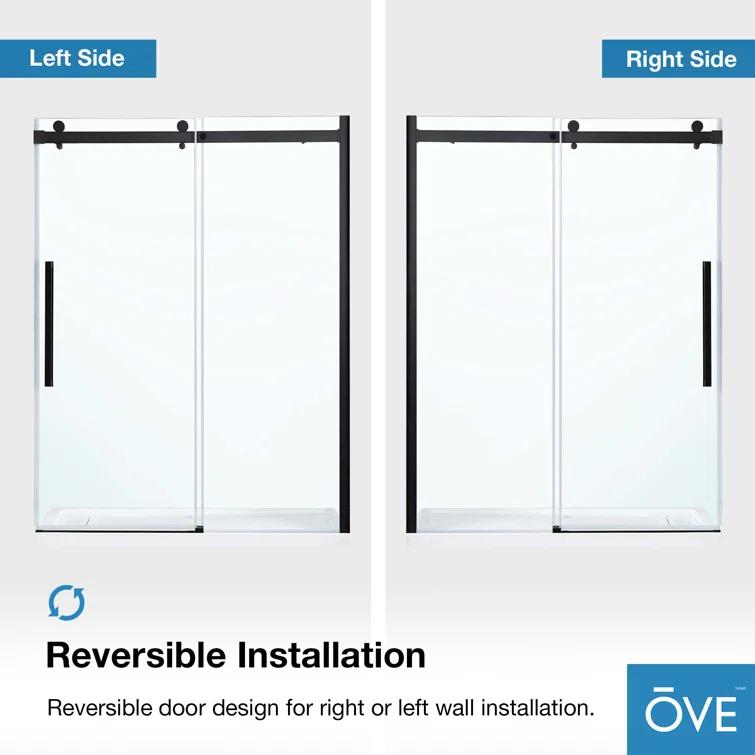 OVE Decors Bel Soft Close 60" x 78" Frameless Sliding Soft Close Shower Door