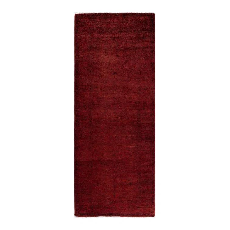 Solo Rugs Overyed One-of-a-Kind Runner 3'1" X 7'10" New Age Runner Wool Area Rug Dark Red/Black