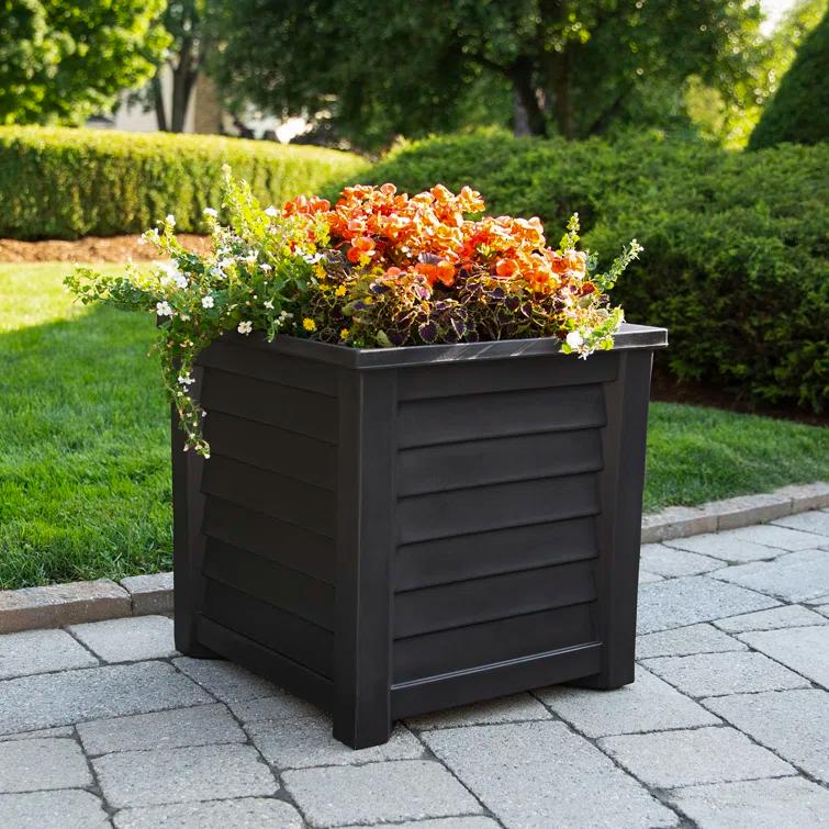 Mayne Inc. Lakeland Square Resin Planter with Water Reservoir