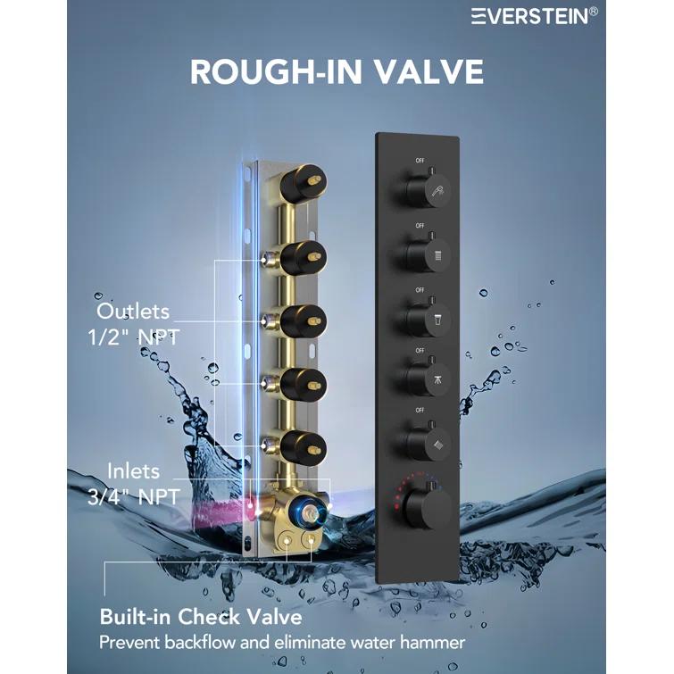 Music Thermostatic Shower System,Dual Showerheads with LED Mood Lighting