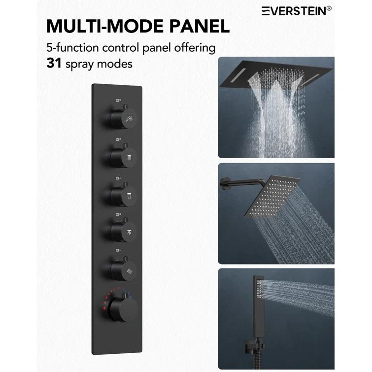 Music Thermostatic Shower System,Dual Showerheads with LED Mood Lighting
