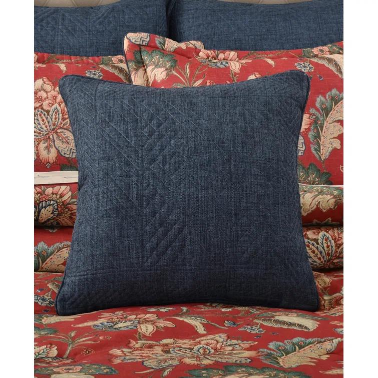 Eveleth Indigo Cotton Floral 18 in. Sq. Decorative Throw Pillow 18 in. L X 18 in. W
