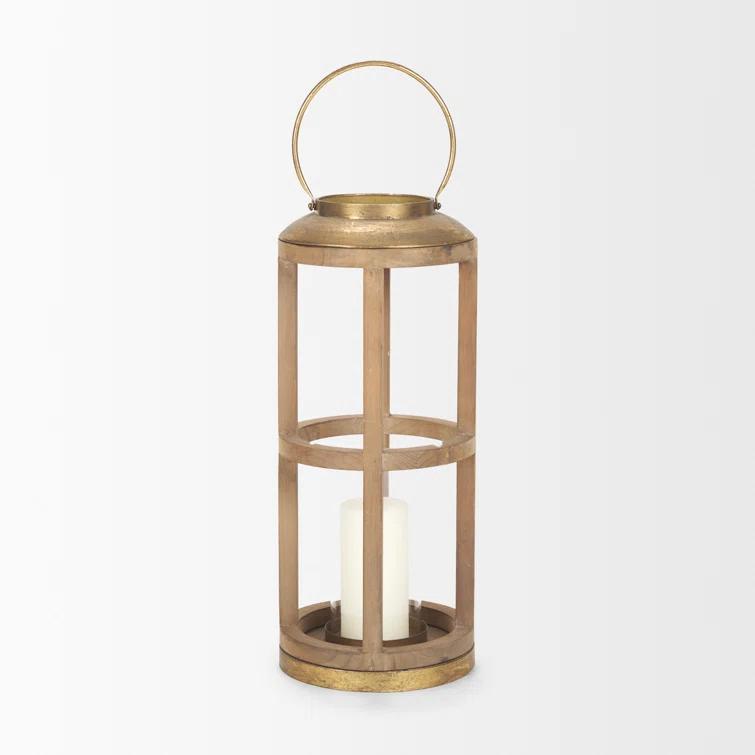 Bella Rustic Black Wood & Metal Oversized Hanging Candle Lantern