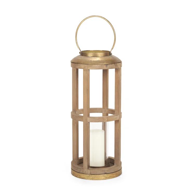Bella Rustic Black Wood & Metal Oversized Hanging Candle Lantern