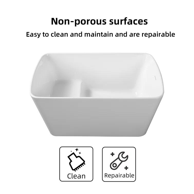 49'' x 27.95'' Freestanding Soaking Acrylic Bathtub