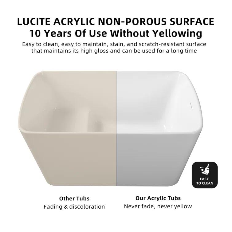 49'' x 27.95'' Freestanding Soaking Acrylic Bathtub