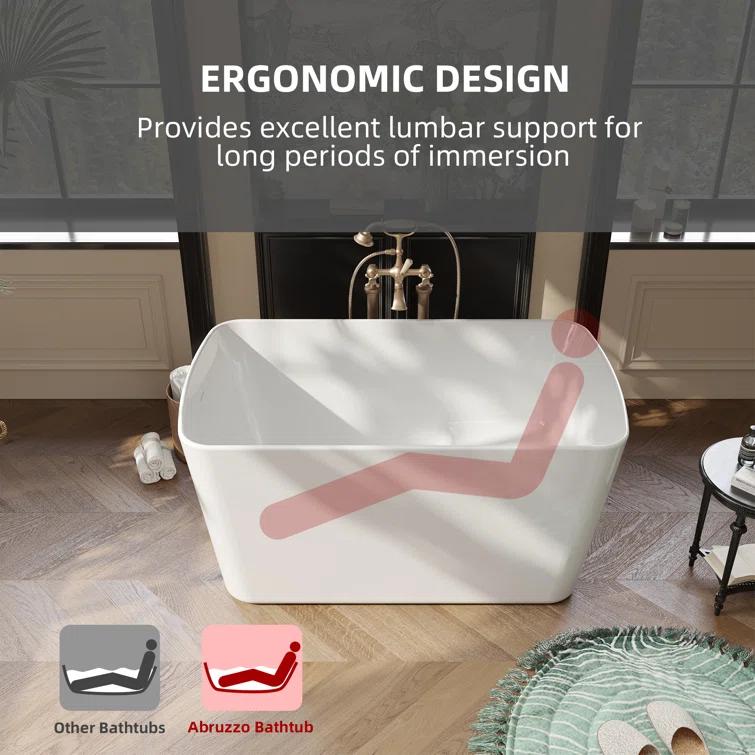 49'' x 27.95'' Freestanding Soaking Acrylic Bathtub