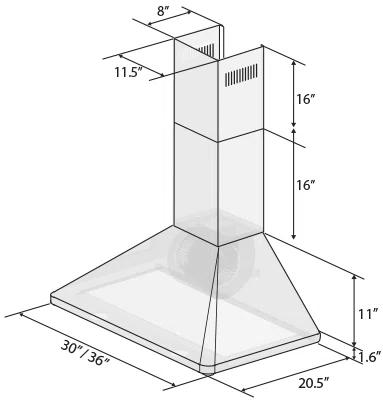ZLINE KITCHEN & BATH 36 inch Convertible 400-CFM Recirculating Stainless steel Wall-Mounted Range Hood