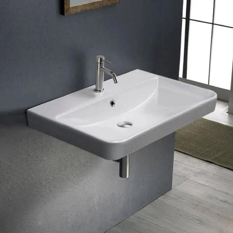 CeraStyle by Nameeks CeraStyle 079600-U-One Hole CeraStyle By Nameeks Noura 18.8'' Ceramic Rectangular Bathroom Sink with Overflow