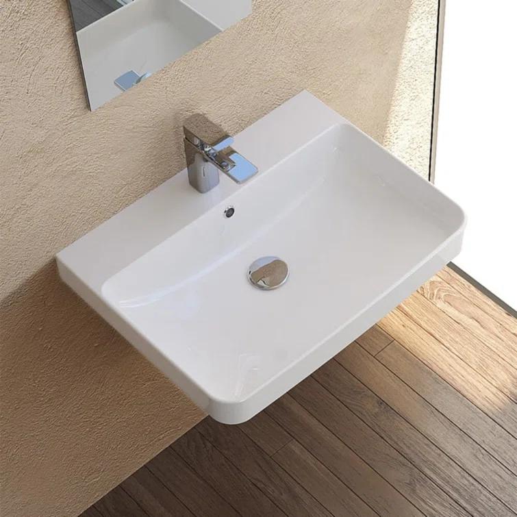 CeraStyle by Nameeks CeraStyle 079600-U-One Hole CeraStyle By Nameeks Noura 18.8'' Ceramic Rectangular Bathroom Sink with Overflow