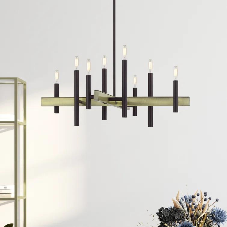 Gracie Oaks 8 Light Black Medium Chandelier With Brushed Nickel Accents