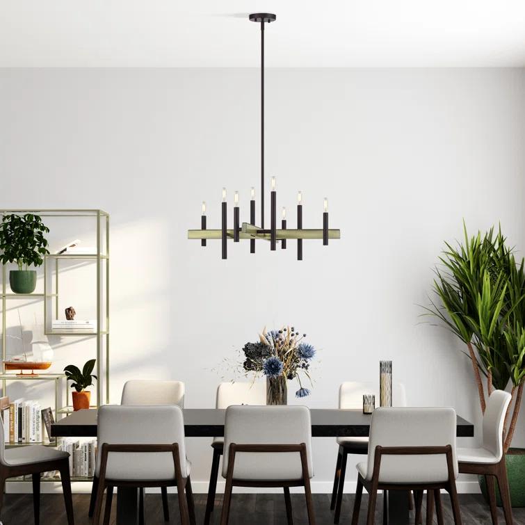 Gracie Oaks 8 Light Black Medium Chandelier With Brushed Nickel Accents